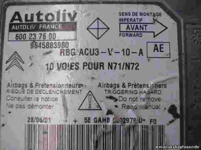 Sensor de impacto de airbag Citroen Xsara (AE) 9645883980  600237600
