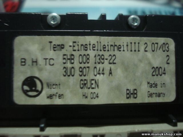 A/C System Skoda Superb I 5HB 008 139-22 5HB00813922 3U0907044A 3UO907044A