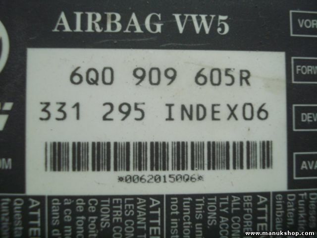 Airbag Centralita Seat Ibiza 2002-2006 VW5 INDICE 06 6Q0909605R TRW 331 295