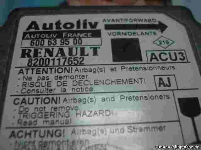 Sensor de impacto de airbag Renault Scenic I 1.9 2001 (AJ) 8200117652 600639500