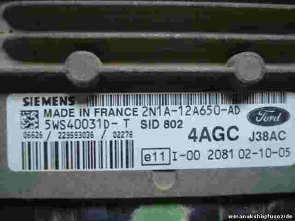 Centralita Ford Focus SID 802 4AGC J38AC 2N1A12A650AD  SIEMENS 5WS40031DT