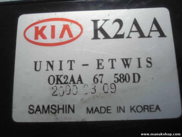 Señales de luz de la unidad de control KIA K2AA SAMSHIN 0K2AA67580D OK2AA67580D