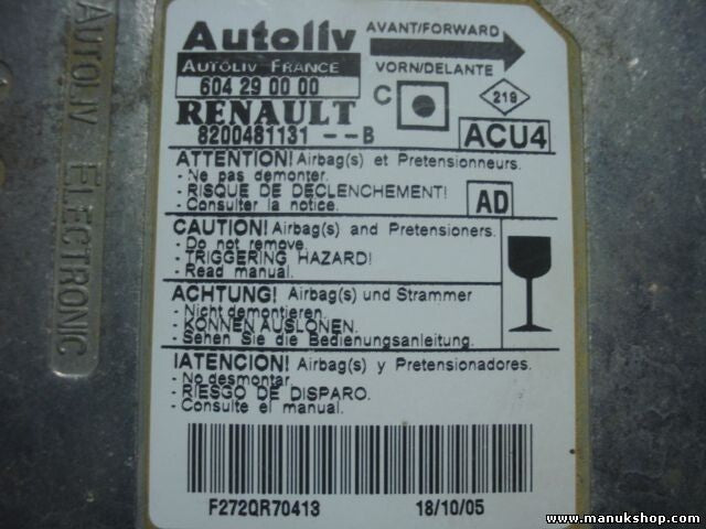 Sensor de impacto de airbag Renault Megane (AD) 8200481131B 604290000
