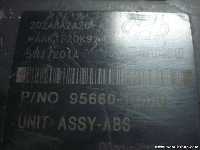 Unidad hidráulica del ABS Hyundai Matrix 2001 MANDO 5891017300 9566017000