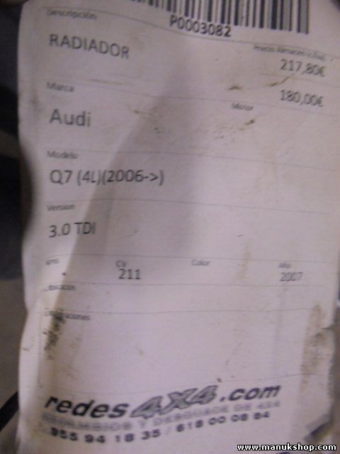 Condensador radiador aire acondicionado Audi Q7 4L 3.0 4L0260401A 4L0 260 401 A