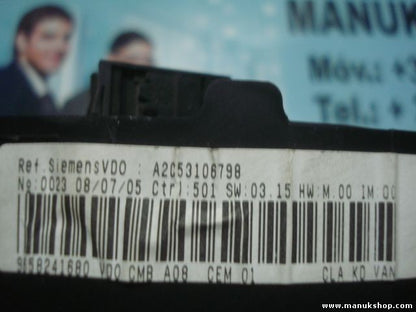 Cuadro de instrumentos Peugeot 1007 1.4 HDI SIEMENS VDO A2C53106798 PSA