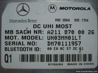 Centralita Bluetooth Teléfono Mercedes-Benz A2118700026 UH03MM01LT 00E00C572E01