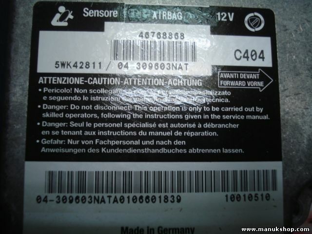 Airbag Centralita Bravo Brava 182 1.4 0046768868 C404 04309603NAT 5WK42811