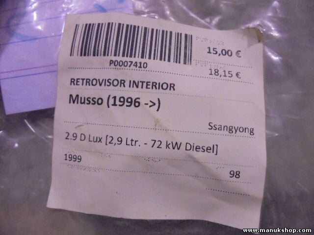 Retrovisor interior espejo SsangYong Musso 1996 E13013401 E13 013401