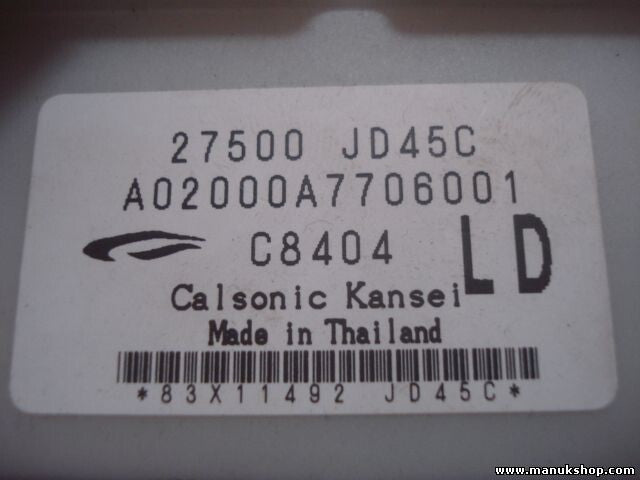 A/C System Nissan Qashqai 2009 1.9 27500JD45C A02000A7706001 C8404LD