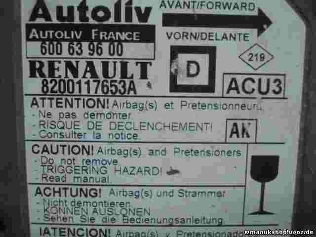 Airbag Centralita Renault Megane (AK) 8200117653A 600639600 600 63 96 00