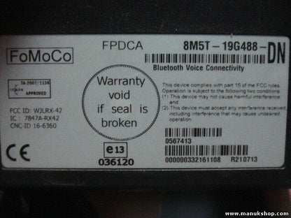 Bluetooth Teléfono Ford 7847ARX42 8M5T19G488DN R210713 0567413 036120 A12346839