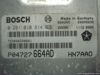Centralita del motor Chrysler Voyager P04727664AD 04727664AD HN7AA0 0281010814