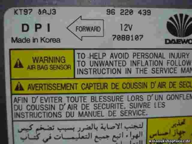 Sensor de impacto de airbag Daewoo 96220439 96 220 439 7088107 DPI KT97 8AJ3