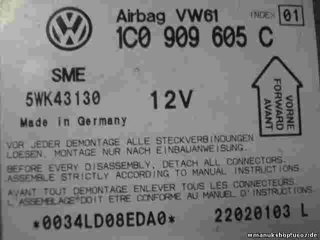 Sensor de impacto de airbag Passat Seat Skoda VW61 1C0909605C 5WK43130 INDEX 01