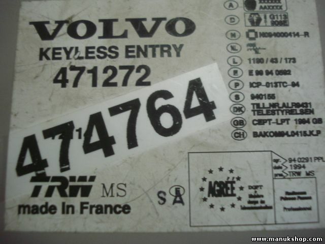 Controller di chiusura centralizzato Volvo 440 471272 474764 N094000414R ICP0...