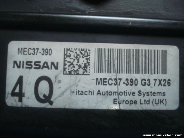 Centralita del motor Nissan Micra 4Q MEC37390 MEC37-390 G3 7X26 MEC37390G37X26