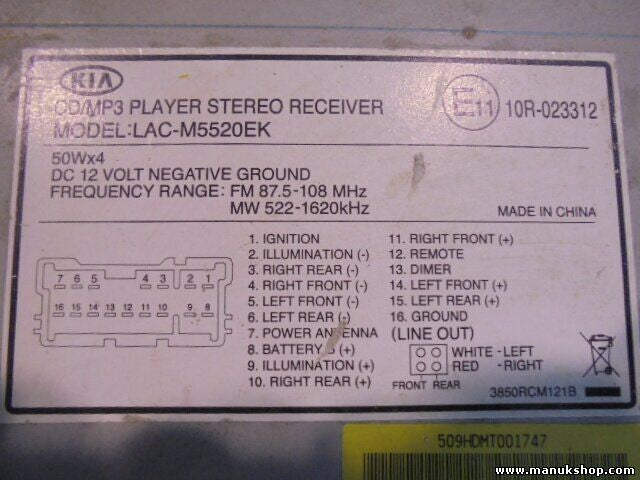 Radio CD MP3 Kia Sorento (JC) 2007-2013 961001G672PH LACM5531EK LAC-M5531EK