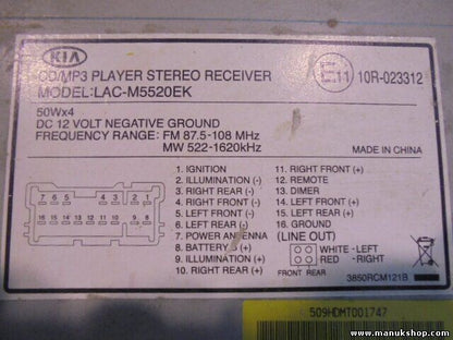 Radio CD MP3 Kia Sorento (JC) 2007-2013 961001G672PH LACM5531EK LAC-M5531EK