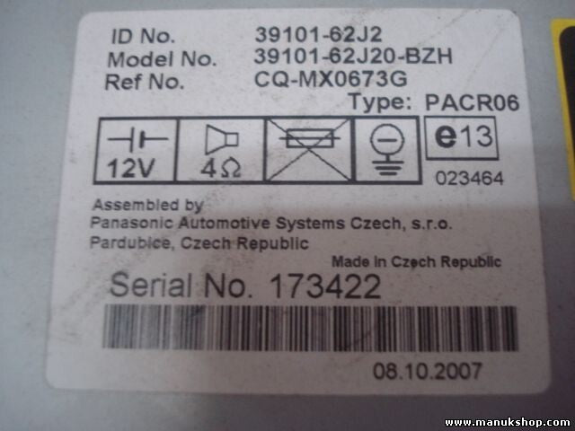 Radio CD Suzuki Swift III 05-09 39101-62J2 3910162J2 3910162J20BZH CQMX0673G