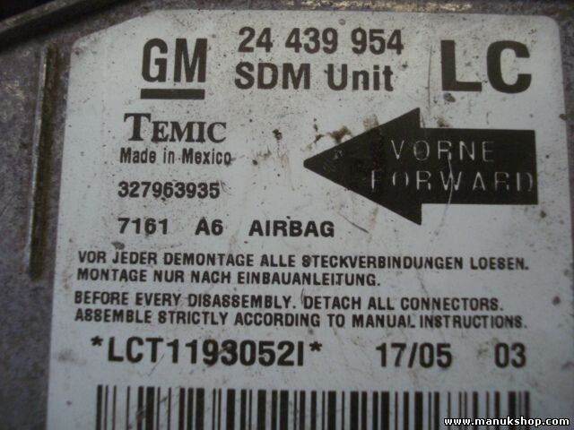 Airbag Centralita Opel Corsa C 7161 A6 GM 24439954 24439954LC TEMIC 327963935