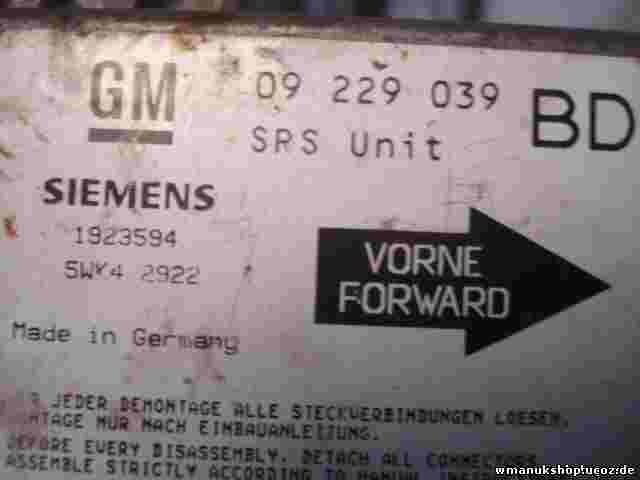 Sensore di impatto airbag Opel Vectra 09229039BD 09229039 BD 1923594 5WK42922