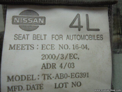 Cinturón de seguridad trasero izquierdo Nissan X-Trail TKAB0EG391 TK-AB0-EG391