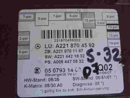 Unidad de control de la puerta Mercedes W221 Q02 A2218704592 A2218701187