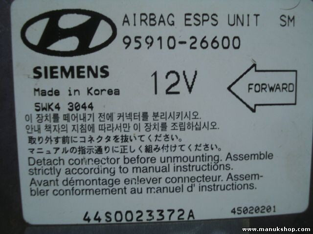 Sensor de impacto de airbag Hyundai 95910-26600 9591026600 SIEMENS 5WK43044
