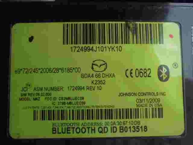 Modulo telefono Bluetooth Mazda BDA466DHXA 1724994 CB2MBUEC09 QD ID B01358