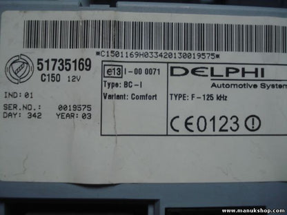 Ordenador de control del cuerpo Fiat Punto 188 51735169 0051735169 DELPHI IND.01