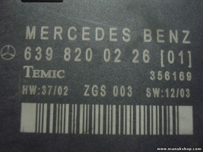 Controlador Confort Mercedes-Benz 6398200226 TEMIC 356169 HW 37/02 ZGS 003