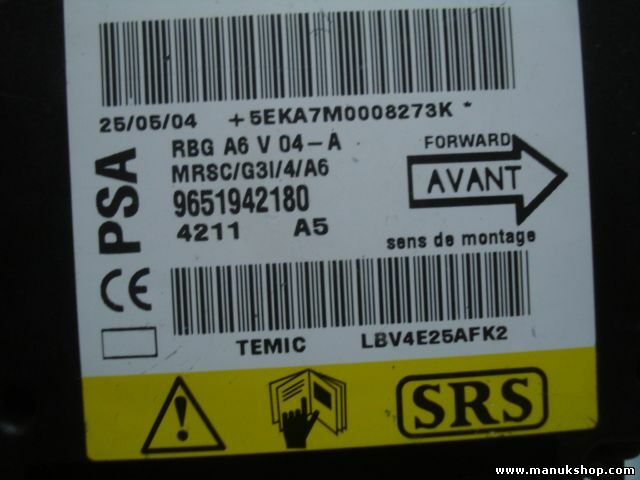 Airbag Centralita Citroen C2 9651942180 PSA MRSC/G3I/4/A6 TEMIC LBV4E25AFK2