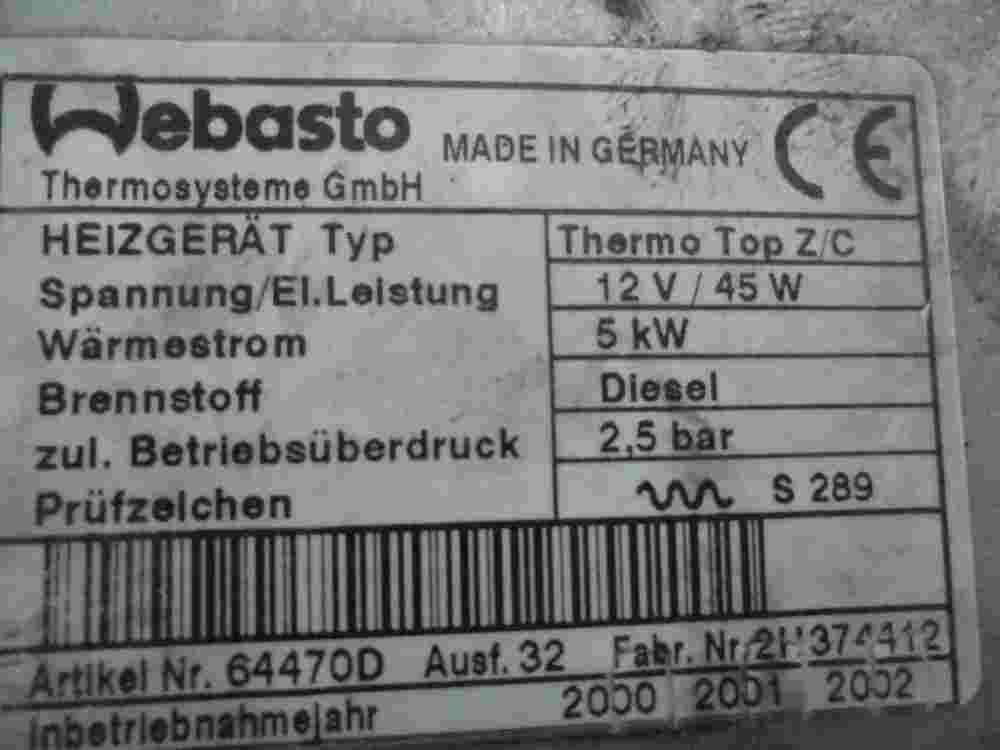 Riscaldatore centralina BMW X5 Webasto Thermo 2,5 bar 91452C 00805602