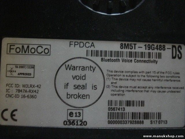 Bluetooth Teléfono Ford Transit 8M5T-19G488-DS 8M5T19G488DS 7847A-RX42