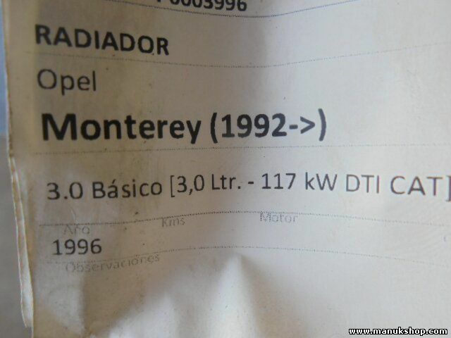 Radiador de agua Opel Monterey 8943752724 316004 1300138 1300141 8943752724 
