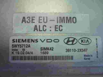 Centralita Kia Rio 2 Index 03 391102X547 SIEMENS VDO 5WY5712A SIMK42 A3EEUIMMO