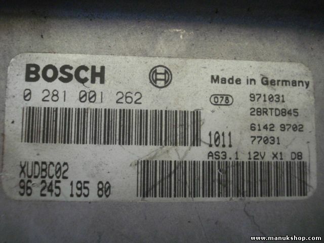 Centralina Xantia Peugeot 406 XUDBC02 9624519580 0281001262 96245195 28RTD845