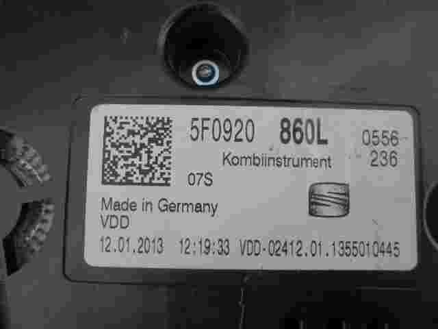 Cuadro de instrumentos Seat Leon (5F) 5F0920860L VDD0241201 1355010445 0556236