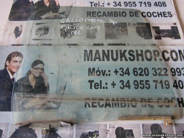 Cristal de la puerta delantera derecha Hyundai Galloper 43R001235 DOT398 M42 AS2