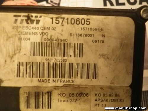 ABS Centralita Peugeot 407 9661702380 TRW 15710605 ESP 15710505E 15710505-E