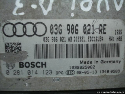 Centralita Audi A3 VW sedile Leon 03G906021RE 03G906021AB BOSCH 0281014123