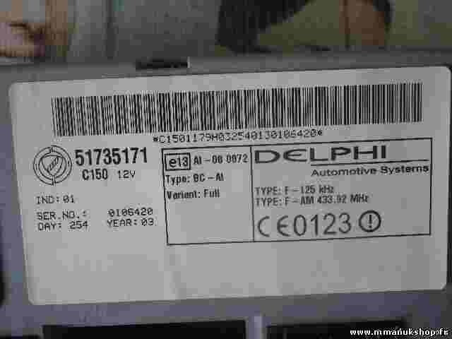 Ordenador de control del cuerpo Fiat Doblo Punto DELPHI  51735171 0051735171