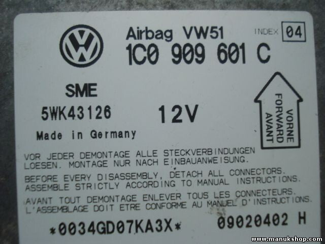 Sensor de impacto de airbag Skoda 1C0909601C INDEX 04 SIEMENS 5WK43126