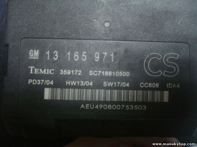 Módulo de control de la carrocería Opel 13165971 TEMIC 359172 SC718810500