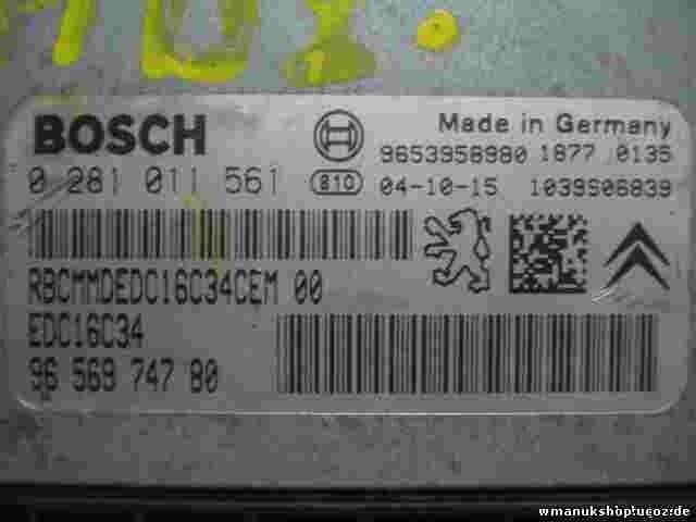 Centralina Citroen C5 9656974780 EDC16C34 9653958980 BOSCH 0281011561