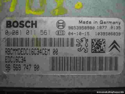 Centralina Citroen C5 9656974780 EDC16C34 9653958980 BOSCH 0281011561