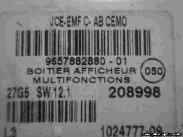 Pantalla del salpicadero Citroen C4 9657882880-01 965788288001 1024777-09