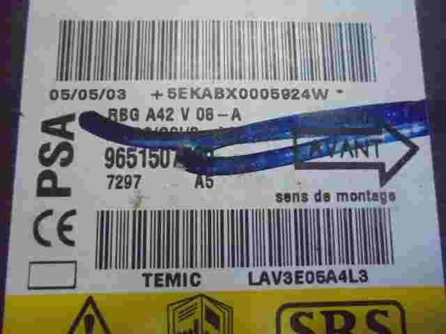 Sensor de impacto de airbag Citroen C2 C3 9651507580 Temic LAV3E05A4L3