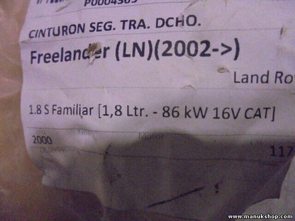Cinturón de seguridad trasero derecho Land Rover Freelander 1.8 86 KW 16V 149812